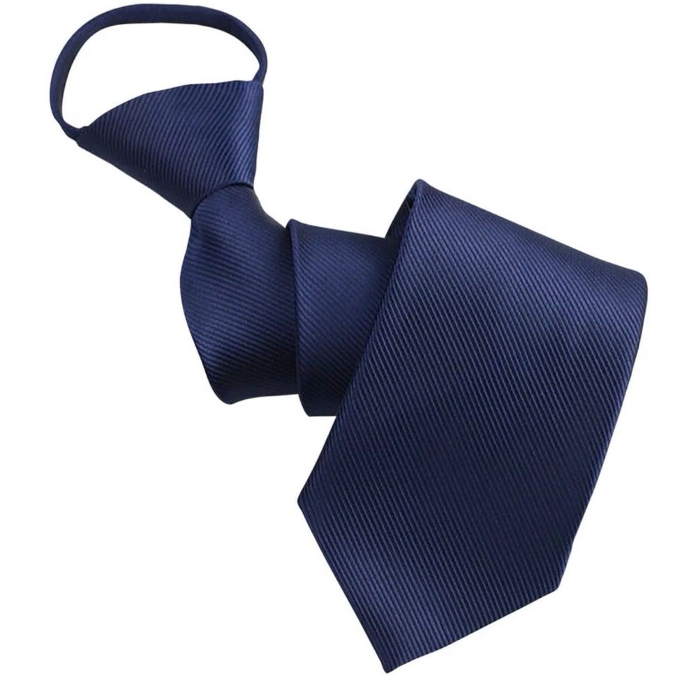 Navy Blue Pre Tied Zipper Tie Adjustable Men’s Necktie Business Wedding Formal